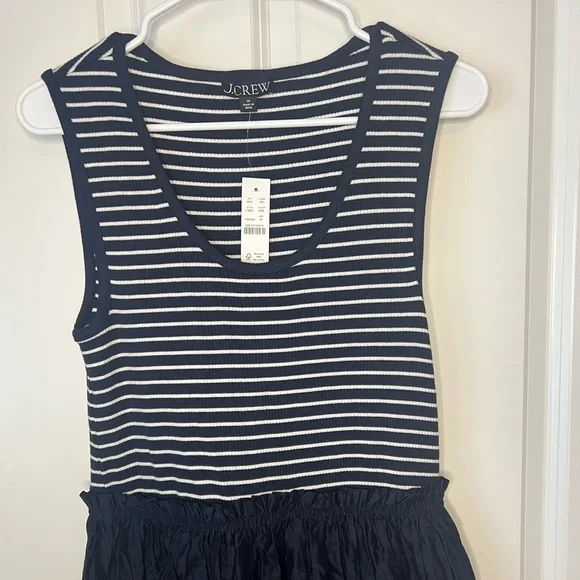 J. Crew Gathered-waist mixy dress in stripe - Picture 3 of 8